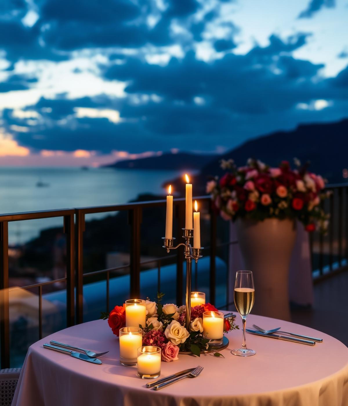 Private candlelit dinner concierge setup